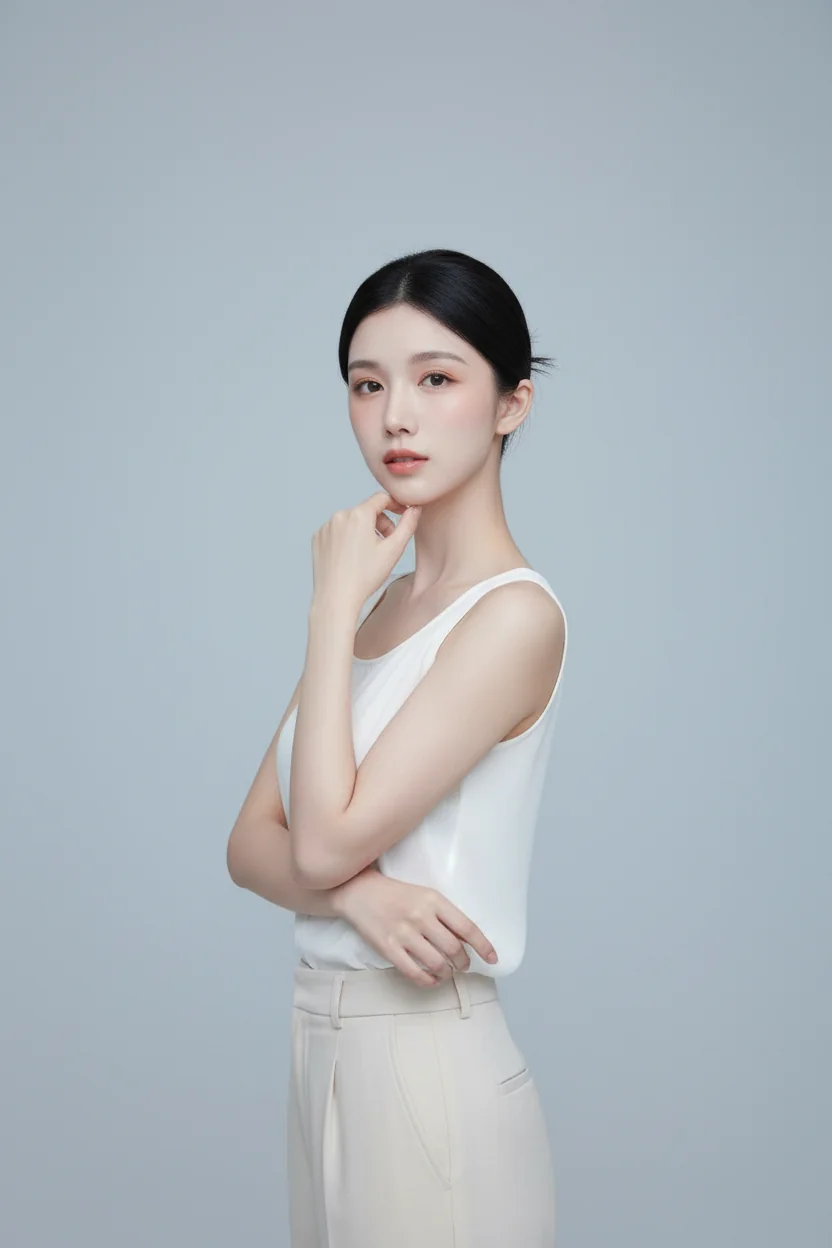 意兔手托下巴专业照效果示例